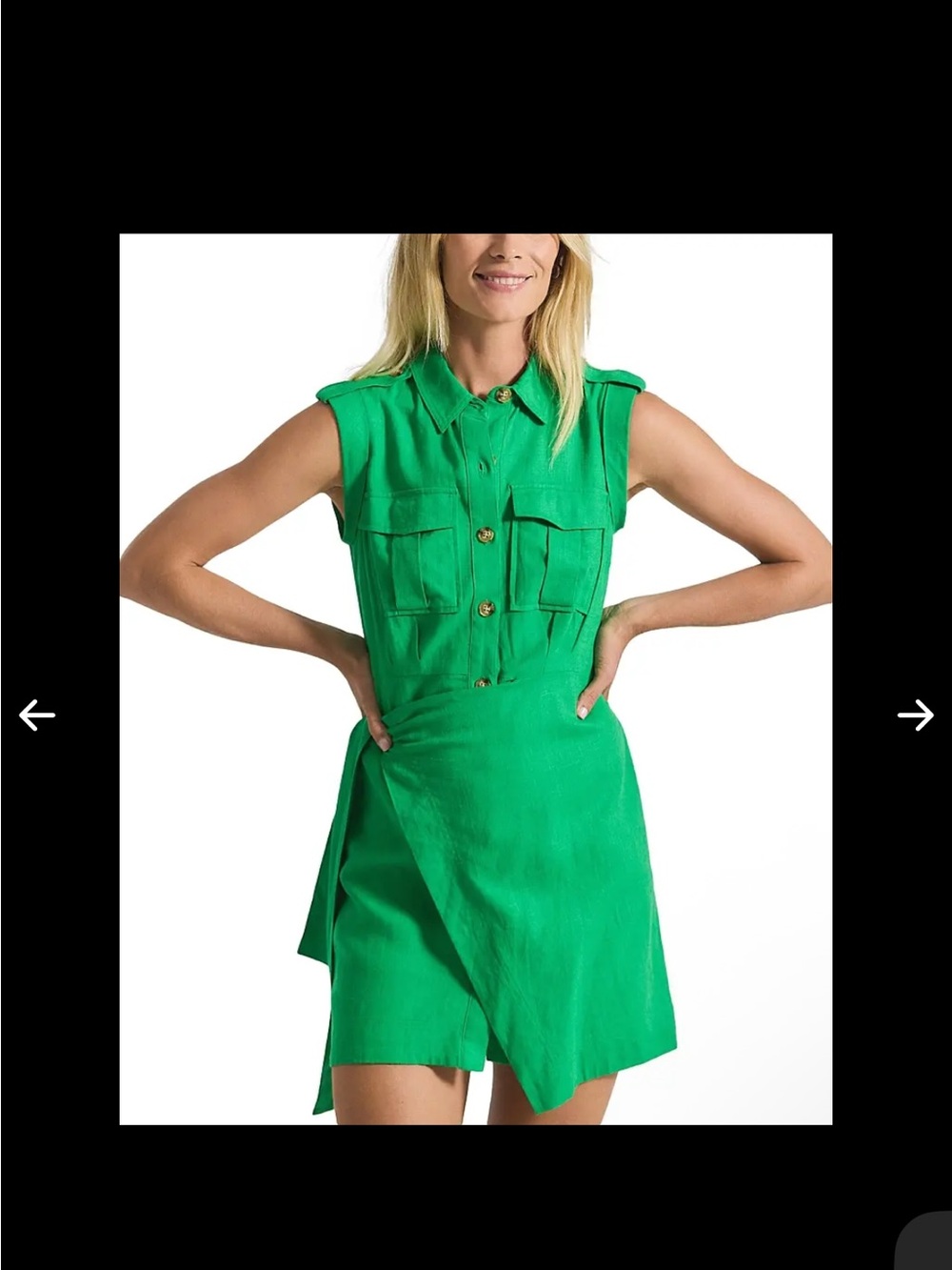 10 Crosby Derek Lam Vibrant Green Sleeveless Shirt Dress